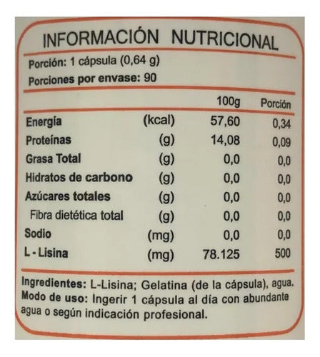 FNL- L-Lisina Aminoacidos 500mg 90 Cápsulas