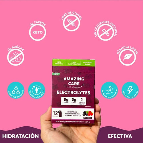 Amazing Care - Electrolitos Berries 12 Stickpacks