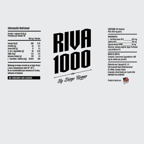 Riva 1000 - L Carnitina Y Cafeína 60 Caps