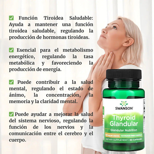 Swanson Tiroides Glandular 200 Mg 60 Capsulas Sabor Sin Sabor