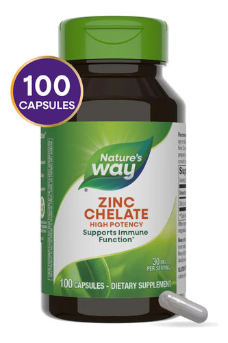 Natures Way - Zinc Chelate 30mg 100 Capsulas N/a