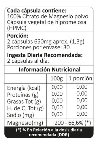 Avanti- Citrato De Magnesio 38.6 Gramos 60 Cápsulas
