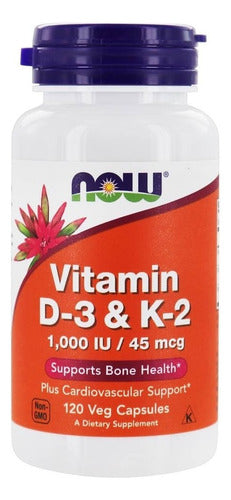 Vitamina D3 & K2 Now 1000 Iu 45mcg 120 Cápsulas Sabor Sin Sabor
