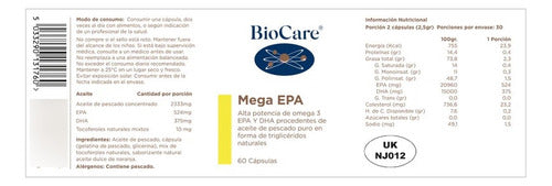 Biocare - Mega Epa 60 Caps Aceite De Pescado