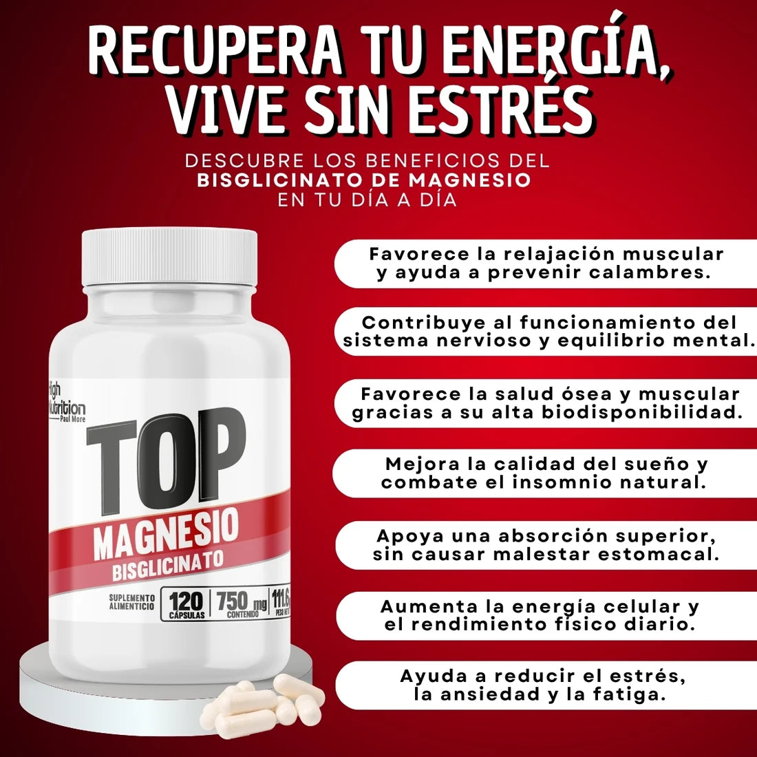 Paul More- Bisglicinato De Magnesio 120capsulas 
