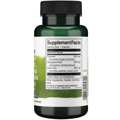 Swanson- Complejo Cúrcuma, Astrágalo Y Gotu Kola 60 Capsulas