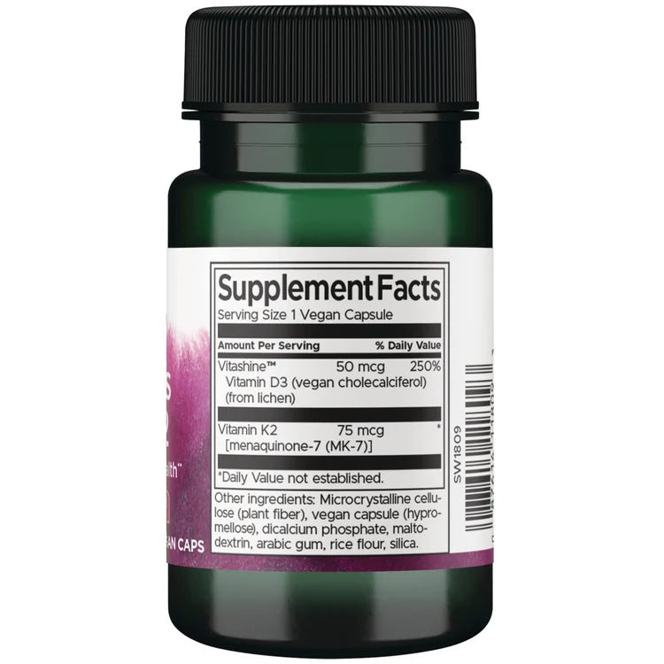 Swanson- Vitamins D3 & K2 - 2000IU 60 Veg Capsulas