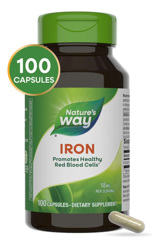 Natures Way - Iron Hierro 18mg 100 Capsulas Sabor Neutro