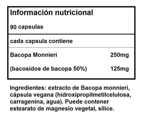 Realpharm- Bacopa 250mg (memoria, Atención, Estres)  90 Capsulas