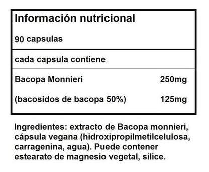 Realpharm- Bacopa 250mg (memoria, Atención, Estres)  90 Capsulas