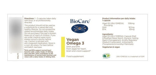 Biocare - Omega-3 Vegano  60 Cápsulas