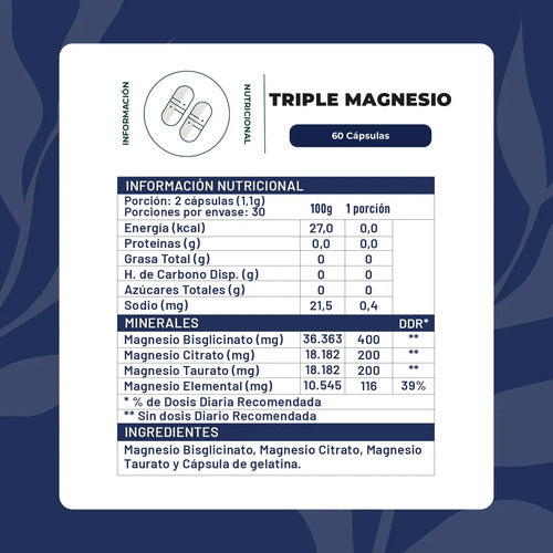 Karun Life Triple- Magnesio Bisglicinato Citrato Taurato 60capsulas