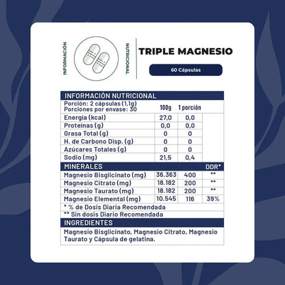Karun Life Triple- Magnesio Bisglicinato Citrato Taurato 60capsulas