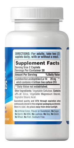 Puritan's Pride - Probiotico Acidophilus 4 Billones, 60 Caps