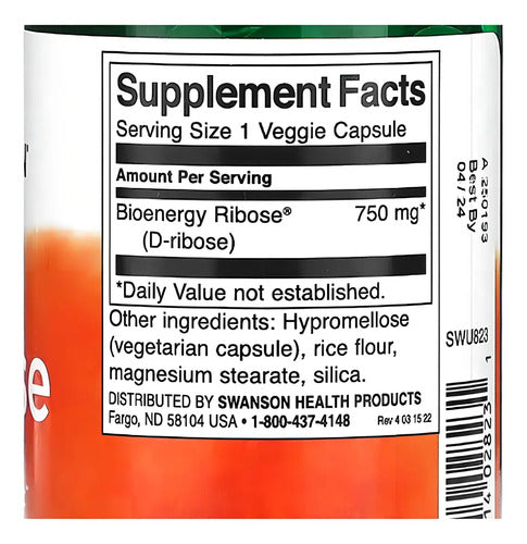 Swanson- Ribosa Pura 750mg 60capsulas 