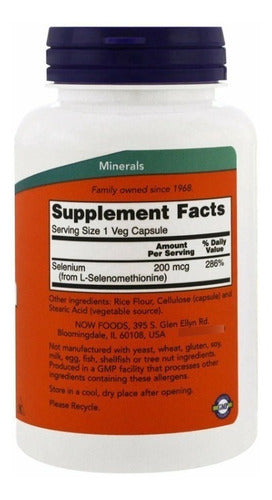 Now - Selenio Now 200 Mcg X 90 Capsulas