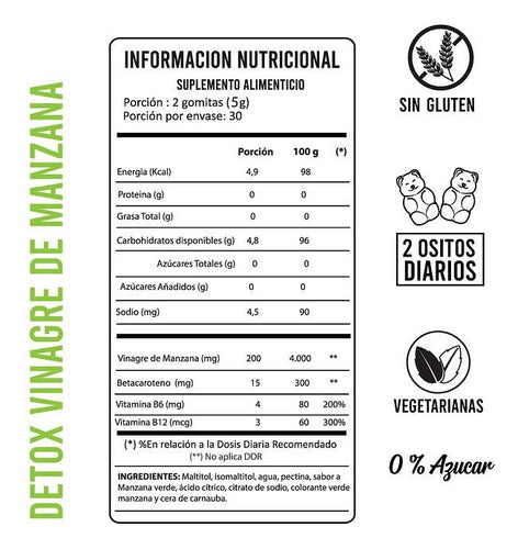Perfect Bear- Vinagre De Manzana + B6+b12 Sin Gluten/azúcar