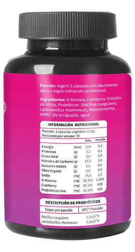 Ortomolecular - D-manosa + Cranberry + Probióticos-90 Cápsulas