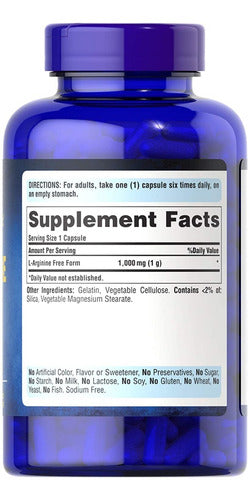 Puritan's Pride - L-arginina 1000mg 100 Cápsulas