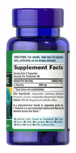 Puritan's Pride - L-teanina 200mg 60 Cápsulas 