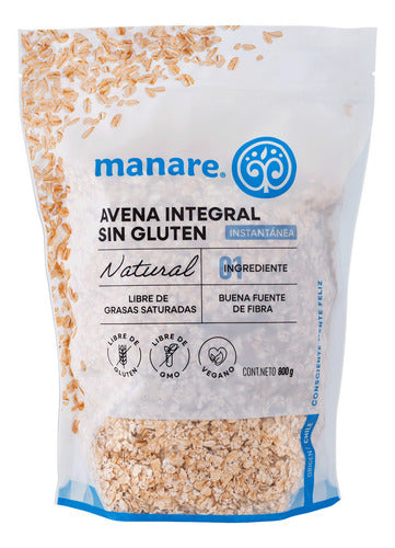 Manare- Avena Integral Instantánea Sin Gluten 800 gramos