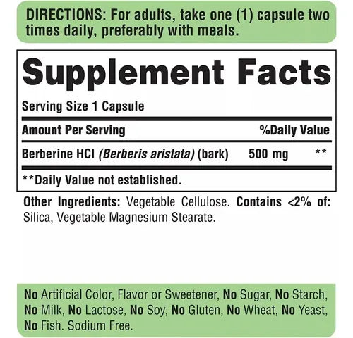 Puritan's Pride - Berberine 500mg 60 Cápsulas N/a