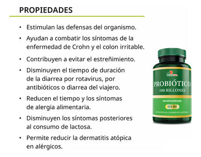 Fuente Vital - Probióticos 100 Billones - 10 Cepas - 60 Cáps