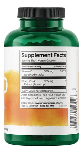 Swanson-   C-500 Con Vitamina C /rosa Mosqueta 250 Capsulas 
