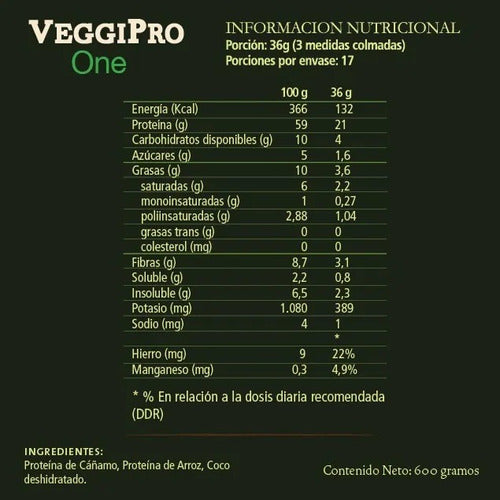 Veggipro One 600gr. - Batido Proteico Vegetal - Vegana