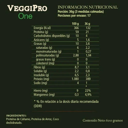 Veggipro One 600gr. - Batido Proteico Vegetal - Vegana