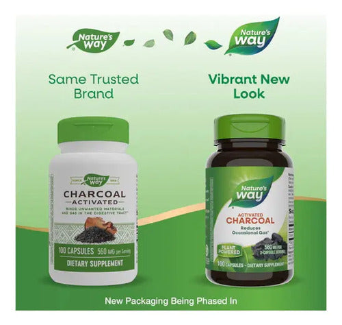 Natures Way - Carbón Activo 560mg 100 Capsulas N/a