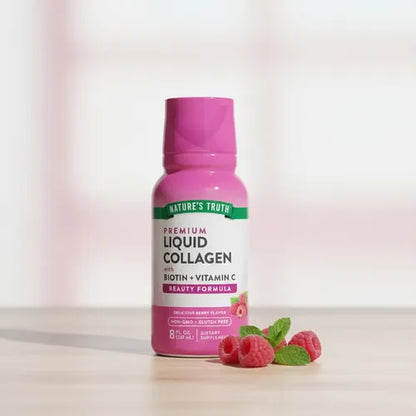 Nature's Truth - Colágeno Líquido Biotina + Vitamina C 237ml Bayas