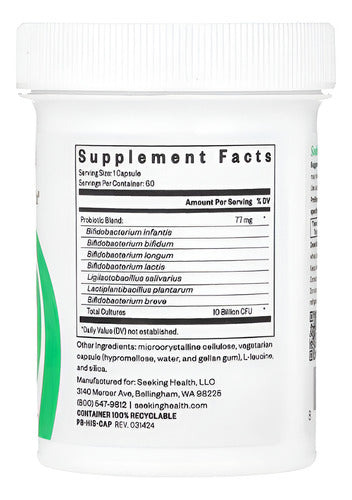 Seeking Health, Probiota Histamina, 60 Cápsulas