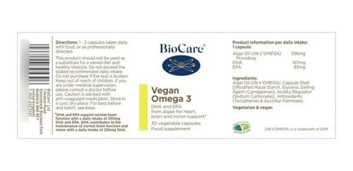 Biocare - 60 - Omega-3 Vegano  60 Cápsulas