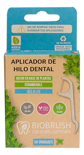 Biobrush- Aplicador De Hilo Dental Vegano 50 Unidades
