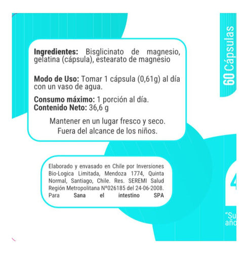 Sana El Intestino- Bisglicinato De Magnesio  60cáps