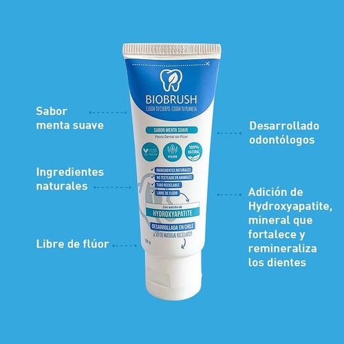Biobrush- Pasta Dental  Sin Fluor Sabor A Menta Vegano