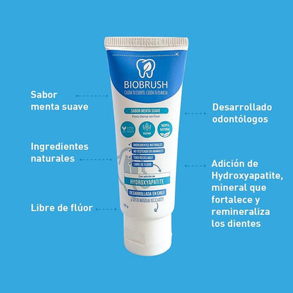 Biobrush- Pasta Dental  Sin Fluor Sabor A Menta Vegano