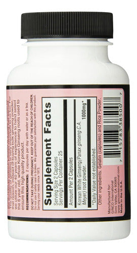 Imperial Elixir Ginseng Blanco Coreano, 500 Mg, 50 Cápsulas
