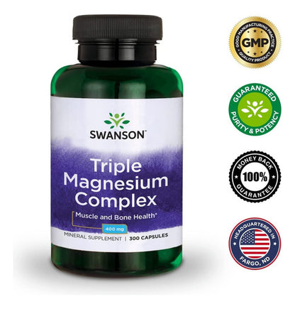 Swanson- Magnesio Triple Complex 400mg 300 Capsulas