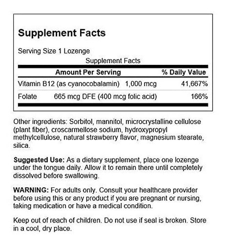 Swanson- B12 Con Folate 1000 Mcg 250 lozenges