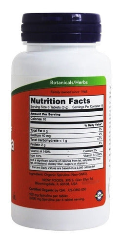 Espirulina 100 % Natural 500 Mg. - 100 tabletas