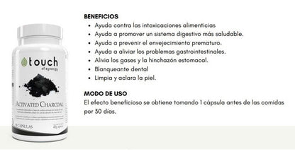 Touch Of Synergy - Carbón Vegetal Activo - 90 Cápsulas 