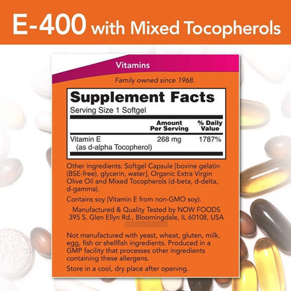 Vitamina E - 400 Mezclada Con Tocoferoles 100 Capsulas