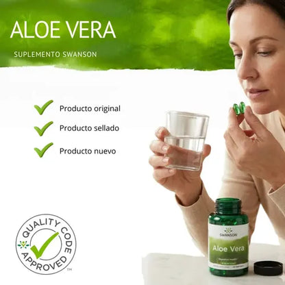 Suplemento Para La Digestión Aloe Vera Swanson 25mg 100 Cap Softgels