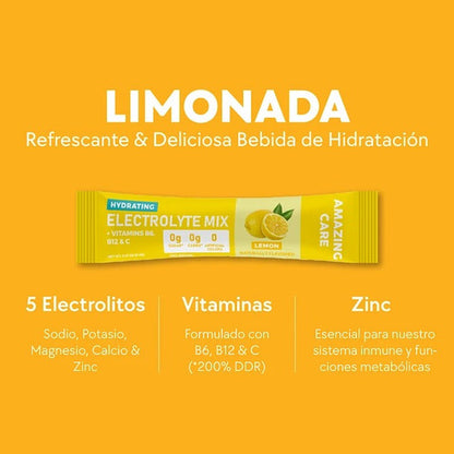 Amazing Care - Electrolitos Limonada 12 Stickpacks