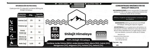 Keho Fungi- Shilajit Himalaya 500 Miligramos 60 Cápsulas