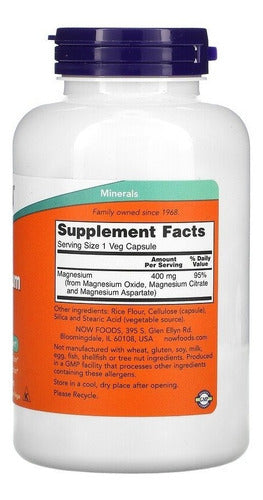Now - Magnesio 400 Mg 180 Capsulas - Sistema Nervioso