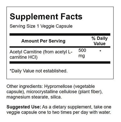Swanson- Acetyl Carnitina 500mg 100 Capsulas
