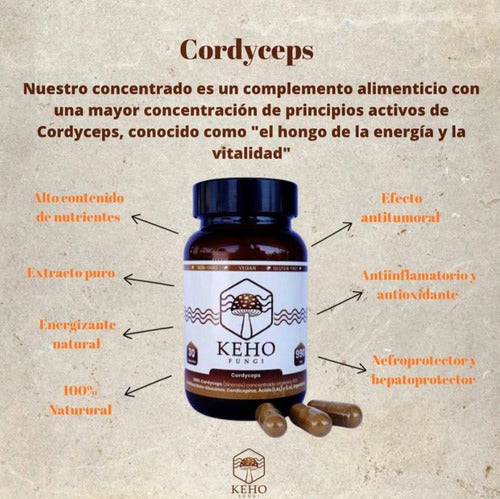 Keho Fungi- Cordyceps Concentrado 990 Miligramos 30 Cápsulas